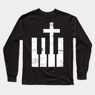 Keyboard And Cross - Christian Musician Long Sleeve T-Shirt